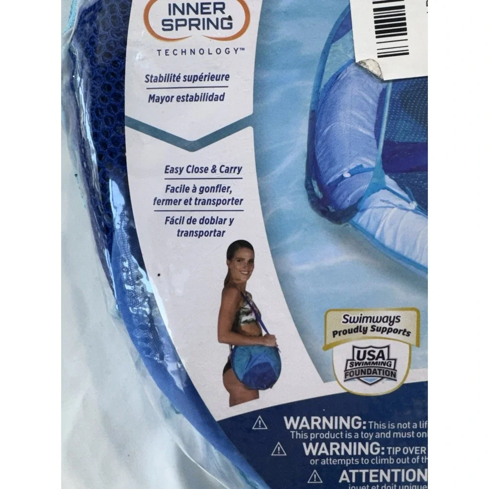 SwimWays Infant Baby Spring Float-Adjustable Sun Canopy -Green/Blue -Step 1 -NEW